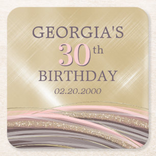 Dessous De Verre Carré Parties scintillant Glam Rose Gold Anniversaire