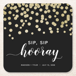 Dessous De Verre Carré Parties scintillant noir et or Sip Sip Hooray Mari