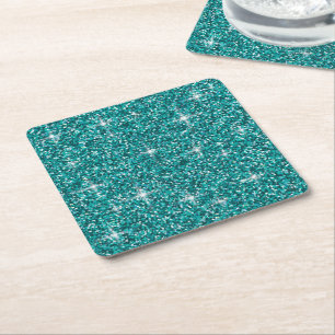 Dessous De Verre Carré parties scintillant Turquoise irisée