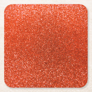 Dessous De Verre Carré Parties scintillantes oranges au néon