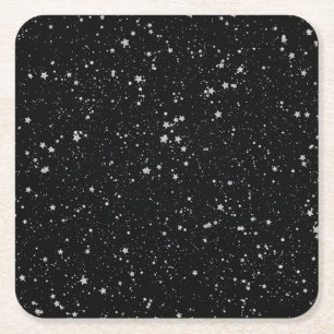 Dessous De Verre Carré Parties scintillantes Stars2 - Noir argenté