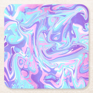 Dessous De Verre Carré Pastel Blue & Purple Marble Texture liquide