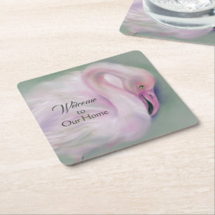Dessous De Verre Carré Pastel rose mou de Flamant rose
