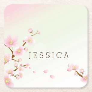 Dessous De Verre Carré Pastel Rose Printemps Floral Fleur