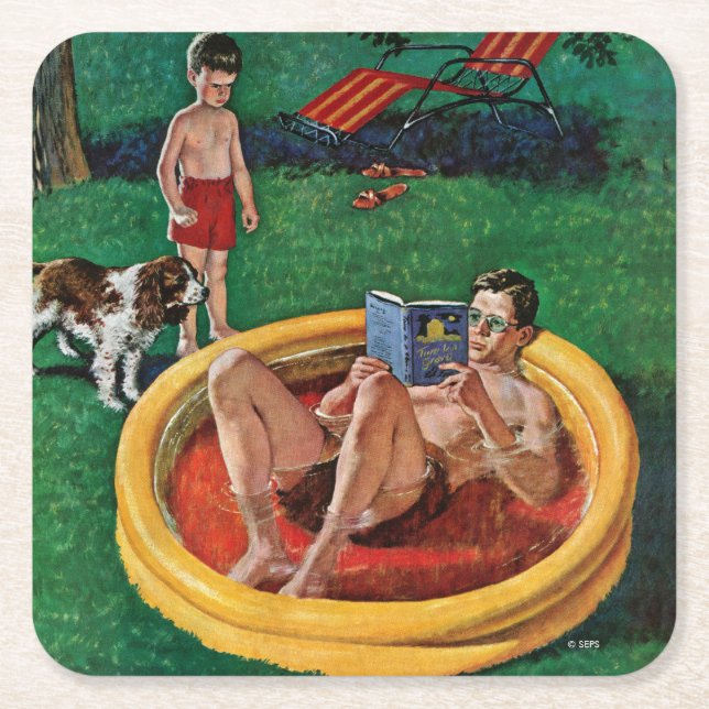 Dessous De Verre Carré Patauger la piscine (Devant)
