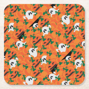 Dessous De Verre Carré Patch Citrouille Haunted Halloween Ghosts