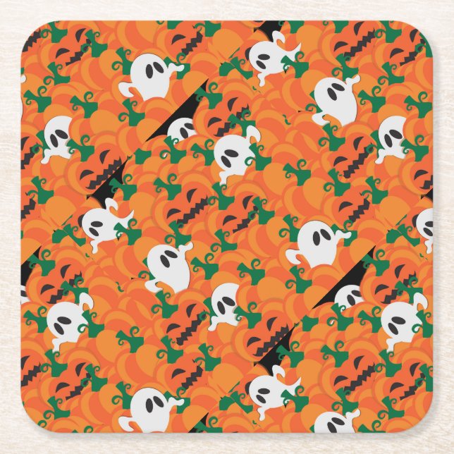 Dessous De Verre Carré Patch Citrouille Haunted Halloween Ghosts (Devant)
