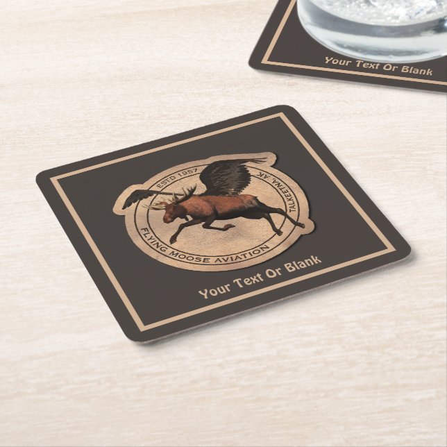 Dessous De Verre Carré Patch Flying Moose Aviation (Incliné)