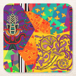 Dessous De Verre Carré Patchwork indien turc festier Mandala