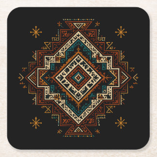 Dessous De Verre Carré Patrimoine Géométrique Amazigh – Diamant Tribal Be