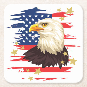 Dessous De Verre Carré Patriotic Eagle USA Drapeau Etoiles Dessous de ver