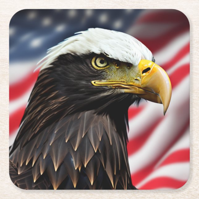 Dessous De Verre Carré Patriotique/Aigle/Américain/USA (Devant)