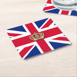 Dessous De Verre Carré Patriotique Couronne et Union Jack