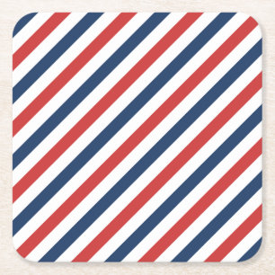 Dessous De Verre Carré Patriotique Rouge Blanc et Bleu