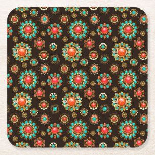 Dessous De Verre Carré Pattern de Ethnic Brooches Seamless