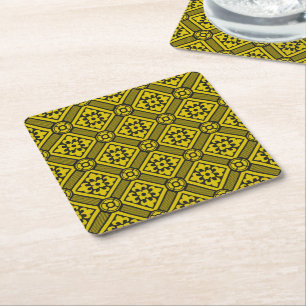 Dessous De Verre Carré Pattern de Medieval Yellow