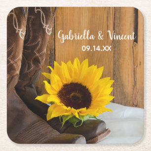 Dessous De Verre Carré Pays Sunflower Mariage Ouest