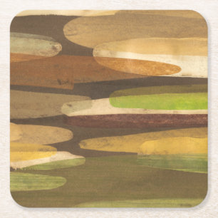 Dessous De Verre Carré Paysage Abstrait de ton terrestre
