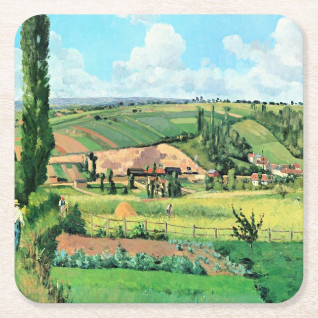 Dessous De Verre Carré Paysage aux Patis, Pontoise, célèbre peinture, (Devant)