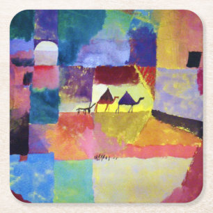 Dessous De Verre Carré Paysage avec chameaux, Paul Klee