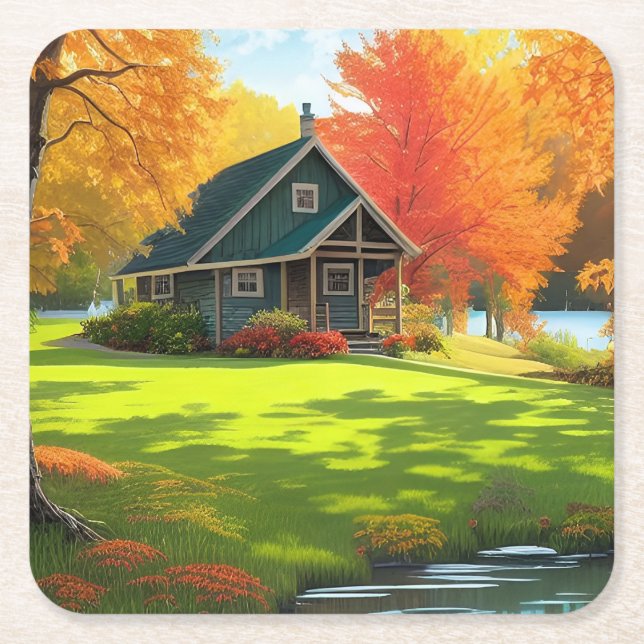 Dessous De Verre Carré Paysage avec nature Arrière - plan-46556 (Devant)