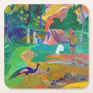 Dessous De Verre Carré Paysage avec Peacocks, Gauguin