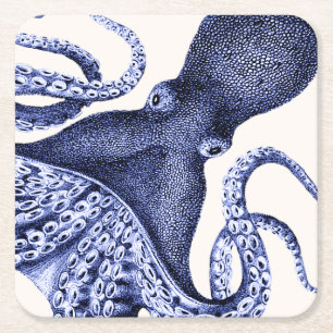 Dessous De Verre Carré Paysage Bleu Octopus