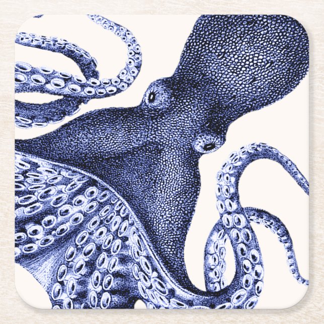 Dessous De Verre Carré Paysage Bleu Octopus (Devant)