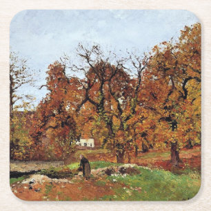 Dessous De Verre Carré Paysage D'Automne, Près De Pontoise,