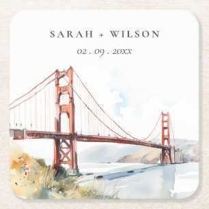 Dessous De Verre Carré Paysage de mariage du pont Golden Gate de San Fran