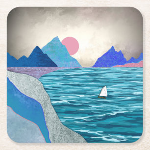 Dessous De Verre Carré Paysage de Sailboat Cove