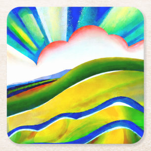 Dessous De Verre Carré Paysage de Sunburst Rainbow