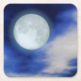 Dessous De Verre Carré Paysage lunaire avec nuages lune