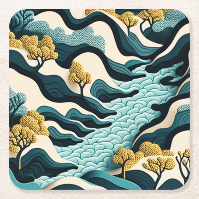 Dessous De Verre Carré Paysage moderne (Devant)