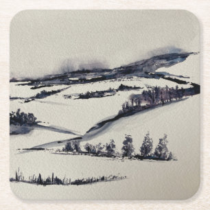 Dessous De Verre Carré Paysage neigeux