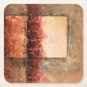 Dessous De Verre Carré Paysage rouge Abstrait