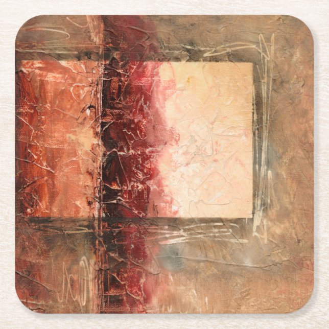 Dessous De Verre Carré Paysage rouge Abstrait (Devant)