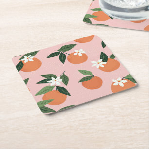 Dessous De Verre Carré Peach Orange Juice Motif