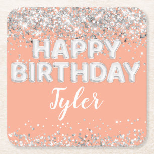 Dessous De Verre Carré Peach Silver Anniversaire