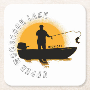 Dessous De Verre Carré Pêche au lac Michigan