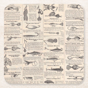Dessous De Verre Carré Pêche leures Publicité Pêcheur Art