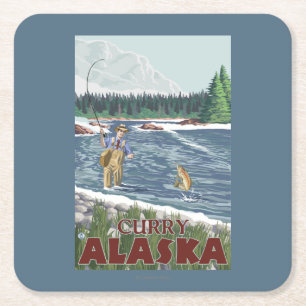 Dessous De Verre Carré Pêcheur de mouche - cari, Alaska