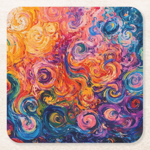 Dessous De Verre Carré Peinture à l'huile de tourbillons psychédélique
