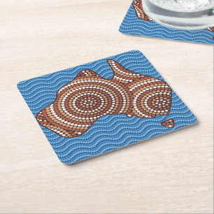 Dessous De Verre Carré Peinture à points en Australie aborigène
