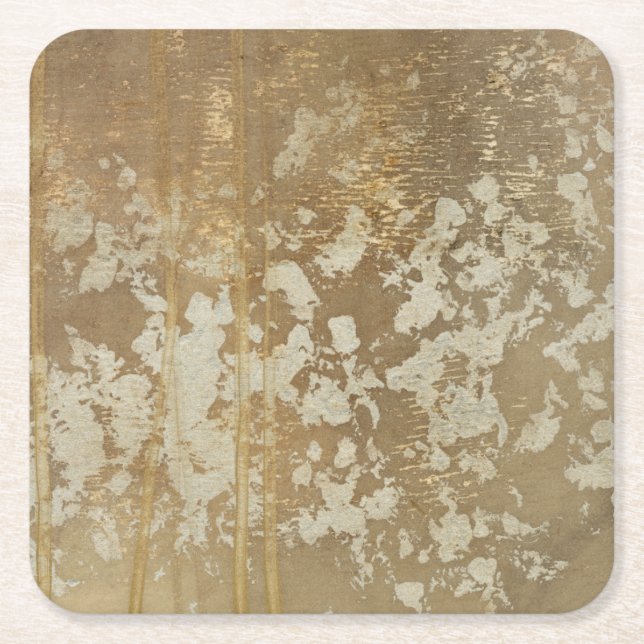 Dessous De Verre Carré Peinture abstraite d'or avec les taches argentées (Devant)