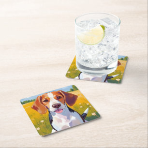 Dessous De Verre Carré Peinture aquarelle de chien Beagle