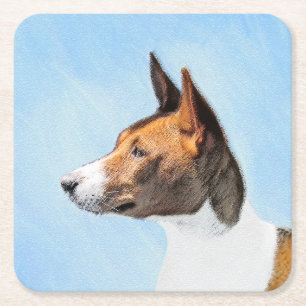 Dessous De Verre Carré Peinture Basenji - Belle Art Original