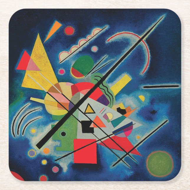 Dessous De Verre Carré Peinture bleue par Wassily Kandinsky (Devant)