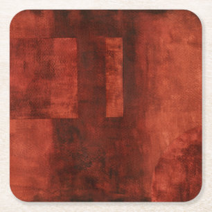 Dessous De Verre Carré Peinture de Crimson profonde avec formes géométriq