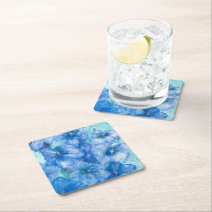 Dessous De Verre Carré Peinture de gentiane bleue sauvage